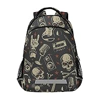 ALAZA Punk Skull Rolk Music & Guitar Backpack Purse for Women Men Personalized Laptop Notebook Tablet School Bag Stylish Casual Daypack, 13 14 15.6 inch