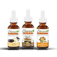 Stevia Drops Vanilla, Irish Cream, & Butter Pecan Stevia Select Keto Coffee Sugar-Free Stevia Flavors Bundle (3) Pack