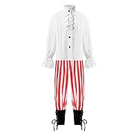 iiniim Kids Pirate Costume Role Play Outfits Girls Boys Medieval Shirt Pants Cosplay Halloween Dress Up