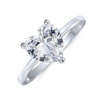 Classic Romantic 2CT AAA CZ Solitaire Heart Shaped Engagement Ring For Women Thin Plain Band Promise Ring .925 Sterling Silver
