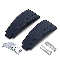 Suitable For Rolex Rubber Watch Strap 20mm，21mm with silver buckle and arc joints Watch bands