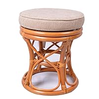 Footstools Stools Footstool Work Stool Step Stool Hollow Rattan Small Bench Solid Wood Bracket Wearing Shoes Solid Weaving Retro Rotate (Color:Honey,Size:Large)