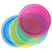 Imperial Home Plastic Plates, Outdoor Plate Set, Party Supplies, Reusable Picnic or Camping Plates, Use for Dinner, Salad Dishes, Snack or Lunch, Safe, BPA Free Colorful Dinnerware Set of 4 (10 inch)