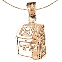 Atm Machine Necklace | 14K Rose Gold ATM Machine Pendant with 18
