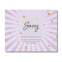 Sassy by Savannah Chrisley Pamper Yourself Kit - Cleansing Balm and Clay Mask with Headband - Perfectly Absorbs Excess Oils for Smoother Skin - Helps Reveal Clearer Complexion - 3 pc Spa Kit