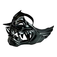 Japanese Monster Hannya Mask Demon Oni Samurai Half Face Shield (Black)
