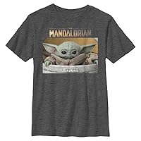 STAR WARS Mandalorian Small Box Boys Husky Short Sleeve Tee Shirt