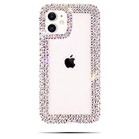 Bonitec Jesiya Compatible with iPhone 12 Case 3D Luxury Glitter Sparkle Bling Case Luxury Shiny Crystal Rhinestone Diamond Bumper Clear Protective Case Cover Clear for Women