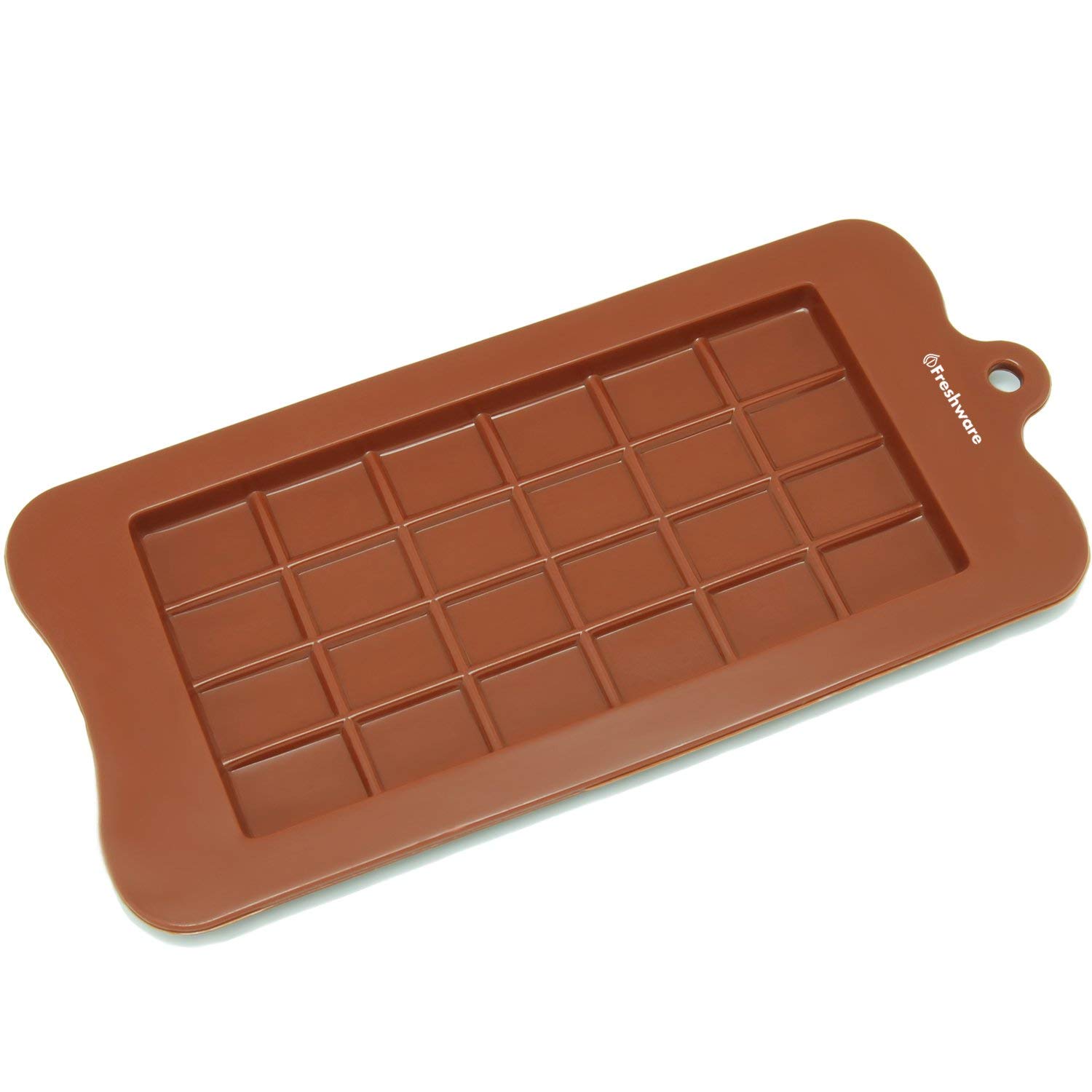 Freshware CB-607BR Silicone Break-Apart Chocolate, Protein and Energy Bar Mold Brown