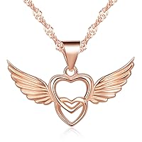 Interlocking Hearts Pendant Women's 925 Sterling Silver Necklace, Rose Gold/Silver