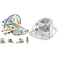 Fisher-Price Baby Gift Set Glow and Grow Kick & Play Piano Gym Baby Playmat & Musical Toy with Smart & Portable Baby Chair Sit-Me-Up Floor Seat with Developmental Toys & Machine Washable Sea