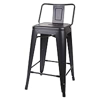 GIA 24-Inch Low Back Stool with Metal Seat, Black, 1-Pack