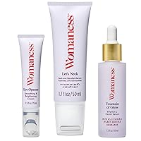 Womaness Menopause Skin & Neck Kit - Let's Neck - Firming & Decollete Wrinkle Serum (1.7 Fl Oz) + Fountain of Glow - Vitamin C Face Serum (50ml) + Eye Opener - Eye Cream (15ml) - 3 Products