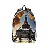 Beautiful Eiffel Tower Paris Print Canvas Laptop Backpack Outdoor Casual Travel Bag Daypack Book Bag For Men Women