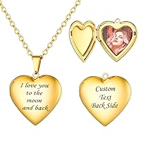 U7 Custom Photo Necklace Men Women Personalized Jewelry Customized Any Picture Pendant Stainless Steel Chain 18-30 Inch Tennis Necklaces, Mothers or Lover Gift