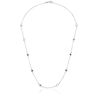 Amazon Essentials Sterling Silver AAA Cubic Zirconia Station Necklace, Mulit-Colored, 36