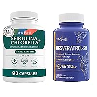 Premium Spirulina and Chlorella Capsules and Trans Resveratrol Supplement Bundle