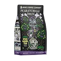 Bones Coffee Company Pear-A-Normal Brew Flavored Ground Coffee Beans Caramel & Spiced Pear Flavor| 12 oz Medium Roast Arabica Low Acid Coffee | Gourmet Coffee (Ground)