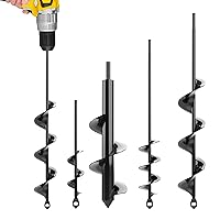 Auger Drill Bit for Planting 4 Pack – Garden Spiral Hole Drill and Bulb Planter Tool - Bedding Plants, Umbrella Holes – for 3/8 Inch Hex Drive Drill