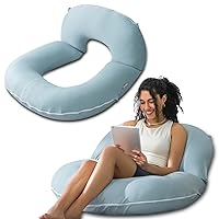 INSEN Reading Pillow, Back Pillow for Sitting in Bed for Reading, Nurse & Relax, Reading Pillow for Adults, Moms & Kids, Sit Up Pillow for Bed, Green Jersey