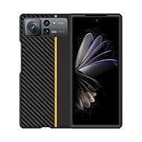 Case for Xiaomi Mix Fold 2, Carbon Fiber Texture Leather Hard PC Slim Shockproof Protective Cover for Xiaomi Mix Fold 2 5G 2022 8.02 inch,Yellow