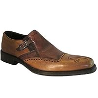 Doucals 7016 Men's Italian Multi Color Brown Slip On Shoes with Side Buckle