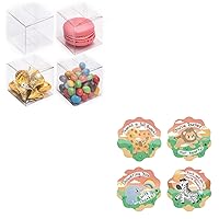 Save 10% - 100 Clear Favor Boxes & 100 Safari Thank You Stickers