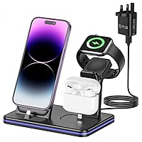 3 in 1 Charging Station for Apple Multiple Devices, REOKILY 18W Fast Charger Stand Charging Dock for iPhone 14/13/12/11/XR/X/XS/8/7/6 /5Series, iWatch Ultra/8/7/SE/6/5/4/3/2, AirPods Pro/3/2/1