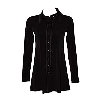 Long Sleeve Shirt Collar Tunic Black