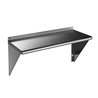 ROCKPOINT Stainless Steel Shelf 18 x 36 Inches, 320 lb, NSF Commercial Wall Mount Floating Shelving for Restaurant, Kitchen, Home and Hotel, Silver