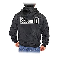 For Men's Security Embroidery Patched Zip Up Black Hoodie Jacket
