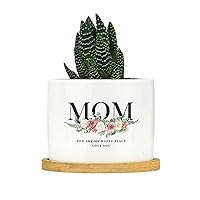 to The Best Mum in The World Flower Plant Pot with Drainage Tray Customized Plant Lady Lovers Mom Gifts Ceramic Flower Planter Pot Set of 1 Garden Planters Ceramic