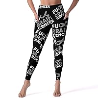 Fuck Brain Cancer Casual Yoga Pants with Pockets High Waist Lounge Workout Leggings for Women