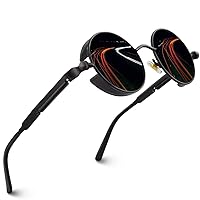 E72 Retro Steampunk Style Inspired Round Metal Circle Polarized Sunglasses for Women Men