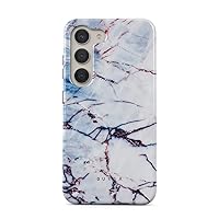BURGA Phone Case Compatible with Samsung Galaxy S23 - Hybrid 2-Layer Hard Shell + Silicone Protective Case -Angel Wings Blue Cracked Marble - Scratch-Resistant Shockproof Cover