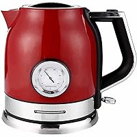 Kettles, Stainless Steel, Fast Boiling, Automatic Shut-Off and Dry Boil Protection, 1.8L Cordless Tea Kettle with Led Light, Water and Temperature Gauge/Red/18 * 25 * 23Cm