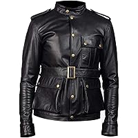 German Uniform Military Officer Coat Leather - Mens WW2 Classic Black Leather Jacket