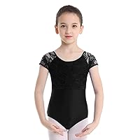 YiZYiF Kids Girls' Lace Turtle Neck Leotard with Cut out Back for Ballet Dance Gymnastics Active Sport