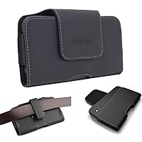 Side Load Premium Black Faux Leather Pouch Swivel Belt Clip Holster Case 6.60X3.50X0.60 Inches ,Compatible Galaxy Note 10 Plus,A20 ,A50 , S10 Plus , S9 Plus ,Note 9 ,Note 8 with Hybrid Protective Case