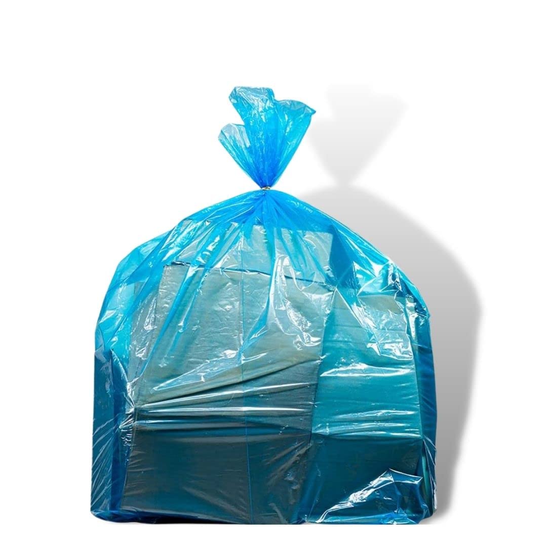 Plasticplace 64-65 Gallon Recycling Trash Bags For Toter │1.5 Mil │ Blue Heavy Duty Garbage Can Liners  │ 50” x 60” (50 Count)