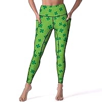 Leaves of Clover Casual Yoga Pants with Pockets High Waist Lounge Workout Leggings for Women