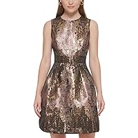Vince Camuto Womens Metallic Mini Fit & Flare Dress Red 2