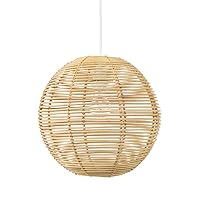 KOUBOO Palau Continuous Weave Wicker Ball Pendant Lamp, Natural, Medium