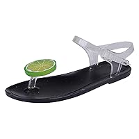 Flat Jelly Sandals for Women, Casual Cute Summer Toe-strap Beach Shoes Fruits