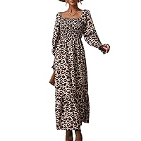 Women's Dress Leopard Print Flounce Sleeve Ruffle Hem Dress Dress for Women