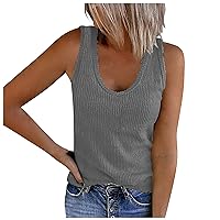 Womens Fashion V Neck Tank Tops Summer Sleeveless Basic Top Ribbed Casual Workout T Shirts Casual Lightweight Vest Blouse