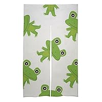 Frog Pattern Noren Doorway Split Shower Curtain Long Type Window Treatment for Privacy Partition Divider Kitchen