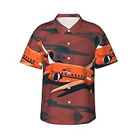 Mars Planet 1 Men's Casual Button-Down Hawaiian Shirts â€“ Funky Tropical Summer Outfits â€“ Retro Printed Beach Wear for Men