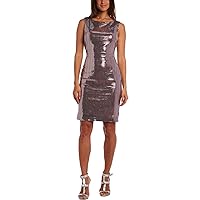 NW Nightway Womens Petites Metallic Above Knee Tank Dress