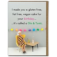 Funny Birthday Card - 'Gin & Tonic' - Hilariously Funny Cards For Women - Cheeky Cards For Her Girls Ladies Friends - Novelty Humour Cards